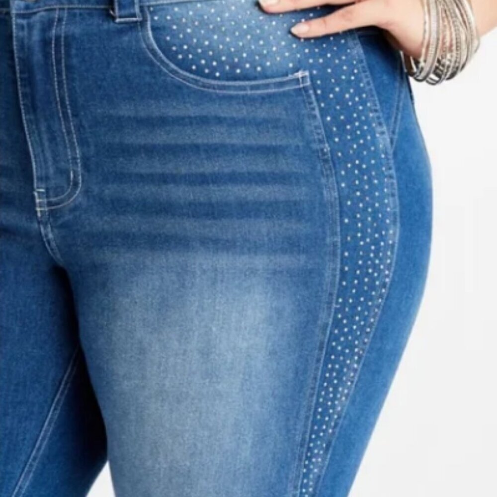 Ashley Stewart Rhinestone Skinny Jeans Size 26